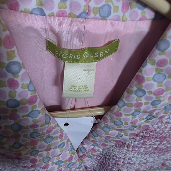 Sigrid Olsen Tweed 3 Button Blazer Pink Blue & Green 18" PTP - Picture 7 of 7